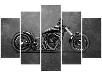 100CM 150CM OBRAZ 5 ELEM CZARNY CHOPPER ŚCIENNY