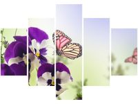 70 100CM OBRAZ 5 ELEM BRATKI MOTYLKI DRUK PŁÓTNO