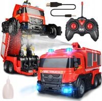 STRAŻ POŻARNA AUTO ROBOT 2W1 TRANSFORMACJA pilot SAMOCHÓD woda DŹWIĘK LED