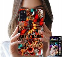 ETUI DO SAMSUNG GALAXY A21s - SHE IS RARE, SŁONECZNIKI, KWIATY, MOTYLE