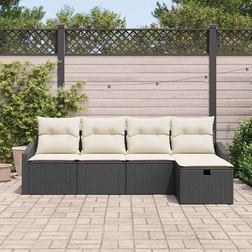 Zestaw Sof na Ogród 5 pcs Czarny 233 x 117 x 85 cm Polirattan na Arena.pl