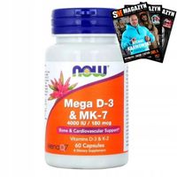 NOW FOODS MEGA D-3 4000 IU MK-7 60 kaps KOŚCI ODPORNOŚĆ UKŁAD KRĄŻENIA