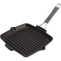 Kwadratowa patelnia żeliwna grillowa 24 cm czarny  Staub