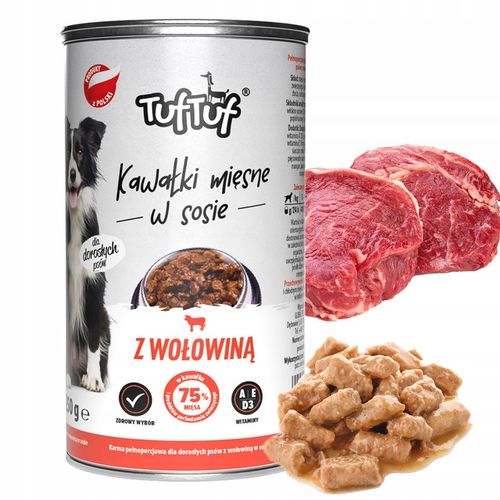 MOKRA KARMA DLA PSA 75% MIĘSA KAWAŁKI W SOSIE TUF TUF MIX 24x415 g. 9,96 kg na Arena.pl