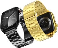 Pasek do Apple Watch Stal Nierdzewna 42 49 mm Czarny Złoty 2 Szt Regulowany
