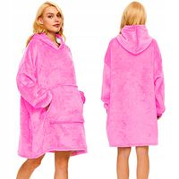 Bluza Koc OVERSIZE Futrzak 2W1 Gruba XXL KOCOBLUZA Z Kapturem Różowa