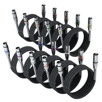 Kabel XLR mikrofonowy 2m 10 szt. FIBBR męski-żeński w oplocie nylonowym