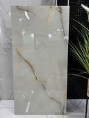 Polerowany gres marmurowy 120x60 perłowa baza, złoto-miedziane żyły POŁYSK