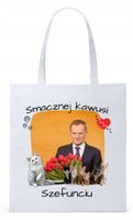 Donald Tusk Platforma Torba Eco Biała Shopper Z Nadrukiem Ze Zdjęciem