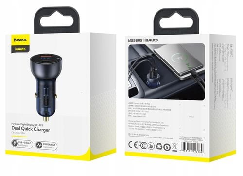 BASEUS ŁADOWARKA SAMOCHODOWA TYPE-C USB 65W QC PD na Arena.pl