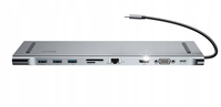 HUB USB-C 10w1 Adapter Podkładka HDMI 4K, USB 3.0, RJ45 do Laptopa PC A011