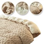 mięciutki koc xl plusz 180x220cm gruby miękki narzuta pleciony brązowy