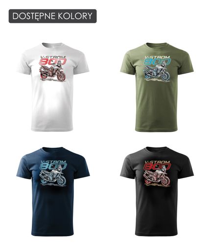 Koszulka z motocyklem na motor Suzuki V-strom Vstrom 800 męska khaki REGULAR L na Arena.pl