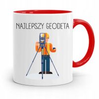 Kubek Czerwony Dla Geodety Najlepszy Geodeta Z Nadrukiem Ze Zdjęciem