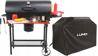 GRILL GRIL WĘGLOWY BECZKA Z POKRYWĄ POPIELNIK OGRODOWY DUŻY 71X35CM