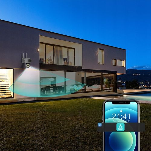 PODWÓJNA KAMERA WIFI IP SMART ZEWNĘTRZNA OBROTOWA QHD 2x 4MP ZOOM APLIKACJA na Arena.pl