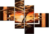 100 70CM OBRAZ 4 ELEM ZŁOTO AFRYKI DRUK PŁÓTNO RAMA