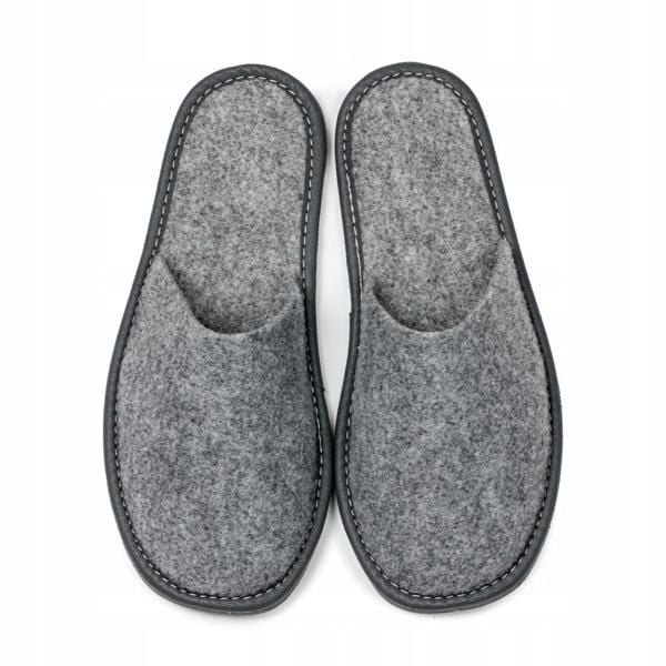 FILCOWE KAPCIE DAMSKIE SZARE PEŁNE KLAPKI DOMOWE zdjęcie 1