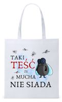 Dla Teścia Taty Prezent Torba Eco Biała Shopper Z Nadrukiem Ze Zdjęciem