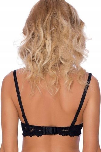 Biustonosz Push Up Koronkowy z Fiszbinami Polski Mega Modelujący Czarny 75C na Arena.pl