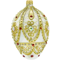 Bombka choinkowa szklana: Ekskluzywne jajo Faberge z kamieniami: białe