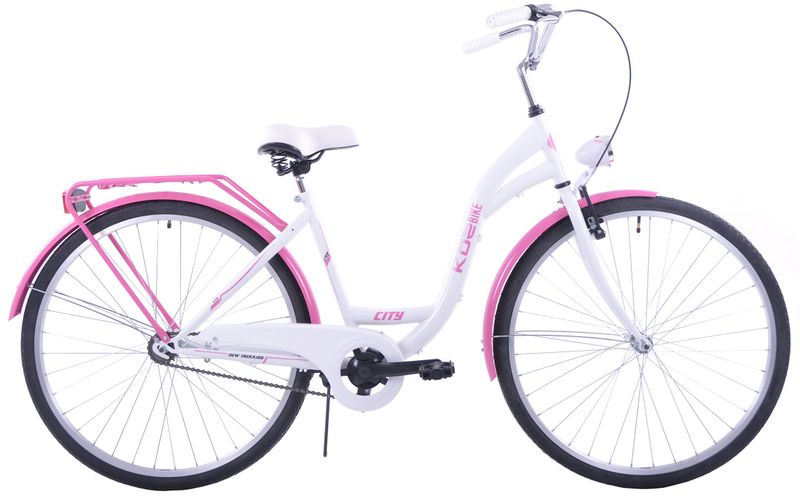 Rower miejski 28 damski Kozbike biało-różowy standard zdjęcie 1