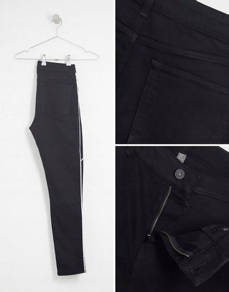 JEANSY DOPASOWANE CZARNE LAMPASY W26 L30 A05 zdjęcie 3