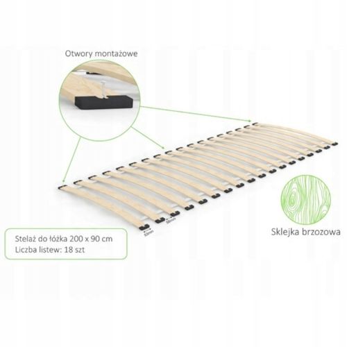 Stelaż sprężynujący 90x200 wkład pod materac 18 listew brzozowych na Arena.pl