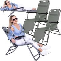 Leżak ogrodowy grawitacyjny szary zestaw 2 szt