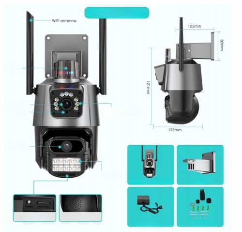 PODWÓJNA KAMERA ZEWNĘTRZNA OBROTOWA ALARM 8MP WIFI 3w1 2 OBIEKTYWY ICSEE na Arena.pl