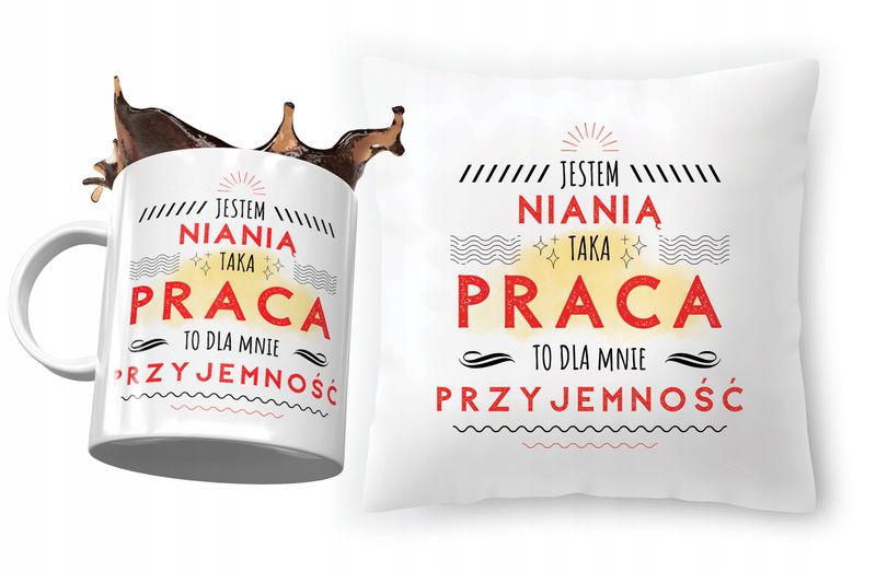 Zestaw Dla Niani Poduszka + Kubek Na Prezent Z Nadrukiem Ze Zdjęciem zdjęcie 1