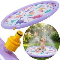 MATA DMUCHANA OKRĄGŁA 154x7CM PLAC ZABAW FONTANNA DINOZAURY 51627 FIOLETOWA