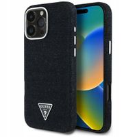 Etui Guess Denim Triangle Logo MagSafe do Apple iPhone 16 Pro czarny