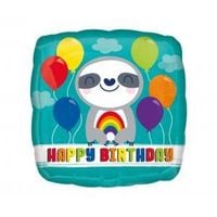 balon foliowy 18" sqr "happy birthday" leniwiec