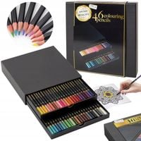 KREDKI OŁÓWKOWE PROFESJONALNE MIĘKKIE ZESTAW DO RYSOWANIA KREDEK 46 KOL