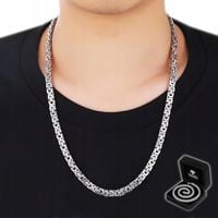 Męski ŁAŃCUSZEK SREBRNY Splot Królewski WYTRZYMAŁY Łańcuch PREZENT + GRATIS
