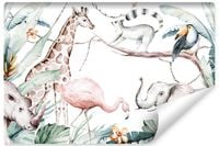 Fototapeta Do Pokoju Dzieci Akwarele ZWIERZĘTA Dżungla Boho 270cm x 180cm