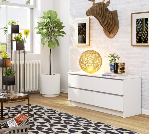 Komoda K 120 cm 4 szuflady - biała na Arena.pl