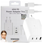 Samsung Ładowarka Sieciowa 65W USB-C Power Adapter Trio EP-T6530 Biała + Kabel USB-C PD
