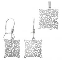 SREBRNY KOMPLET AŻUROWY KWIATYZ CYRKONIAMI SREBRO PRÓBY 925