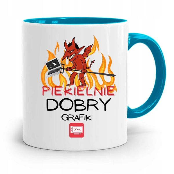 Kubek Błękitny Dla Grafika Piekielnie Dobry Grafik Z Nadrukiem Ze Zdjęciem zdjęcie 1