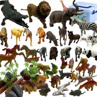 FIGURKI ZWIERZĘTA DUŻY ZESTAW ZWIERZĄTKA ZOO SAFARI FARMA 58 el + PUDEŁKO