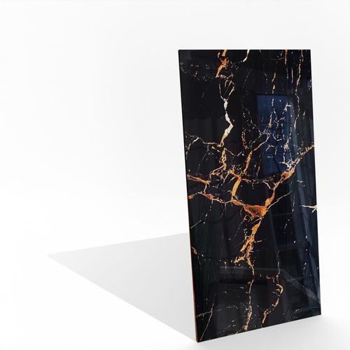 Czarny polerowany gres marmurowy 120x60, złoto-miedziane żyły WYSOKI POŁYSK na Arena.pl