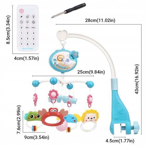 Karuzelka Niebieska do łóżeczka z Projektorem Muzyką Pilotem Pozytywka na Arena.pl