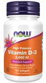 NOW Foods Vitamin D3 Witamina D-3 ODPORNOŚĆ KOŚCI Wit D3 2000 IU 120softgel