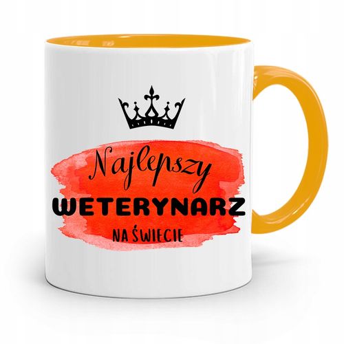 Kubek Żółty Weterynarza Najlepszy Weterynarz Z Nadrukiem Ze Zdjęciem na Arena.pl