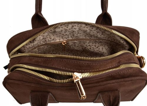 FLORA&CO TOREBKA kuferek do ręki PASEK CZEKOLADA zamsz WIZYTOWA na Arena.pl