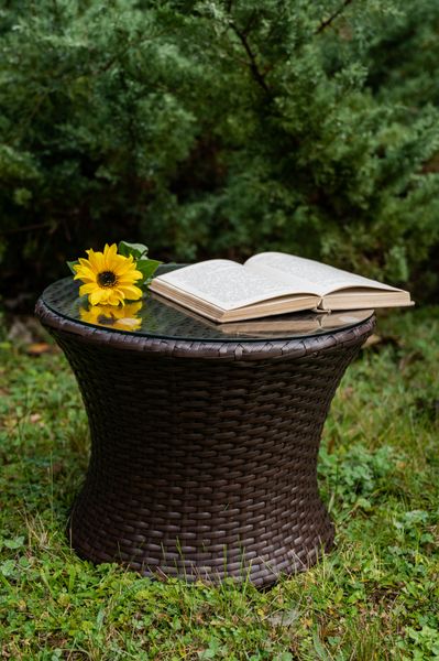 Stolik okrągły balkonowy MODICO brąz technorattan zdjęcie 2