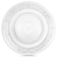 Talerz Szklany Zdobiony Obiadowy Płytki Płaski na Obiad Przekąski 25 cm