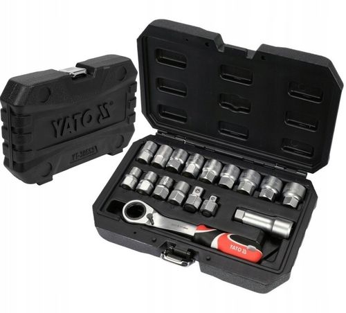 YATO ZESTAW KLUCZY NASADOWYCH PRZELOTOWYCH NASADEK 3/8 1/2 SPLINE 17 EL. na Arena.pl